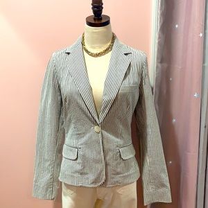 LIZ CLAIBORNE STRUCTURED BLAZER W/ 1 BUTTON IN GREY STRIPES SIZE 4
